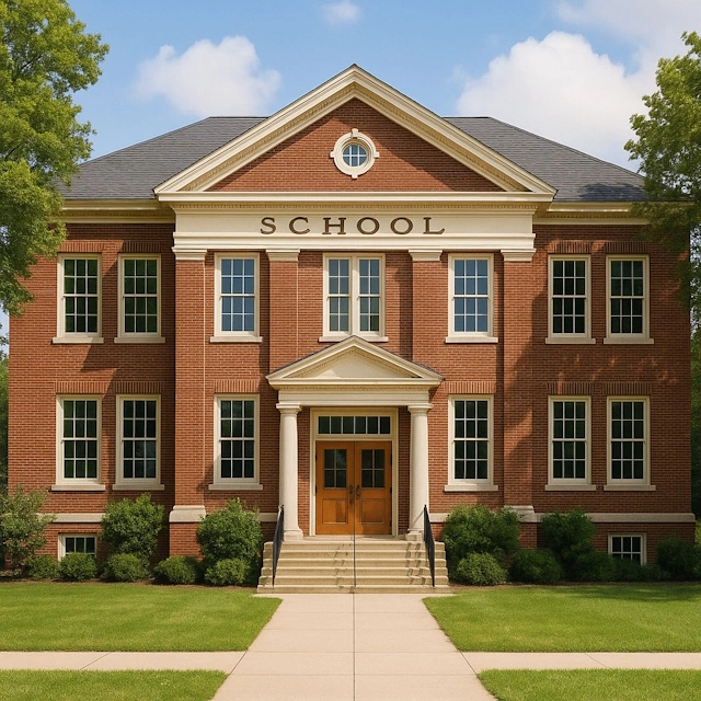 Can you recreate this gorgeous brick school building?
